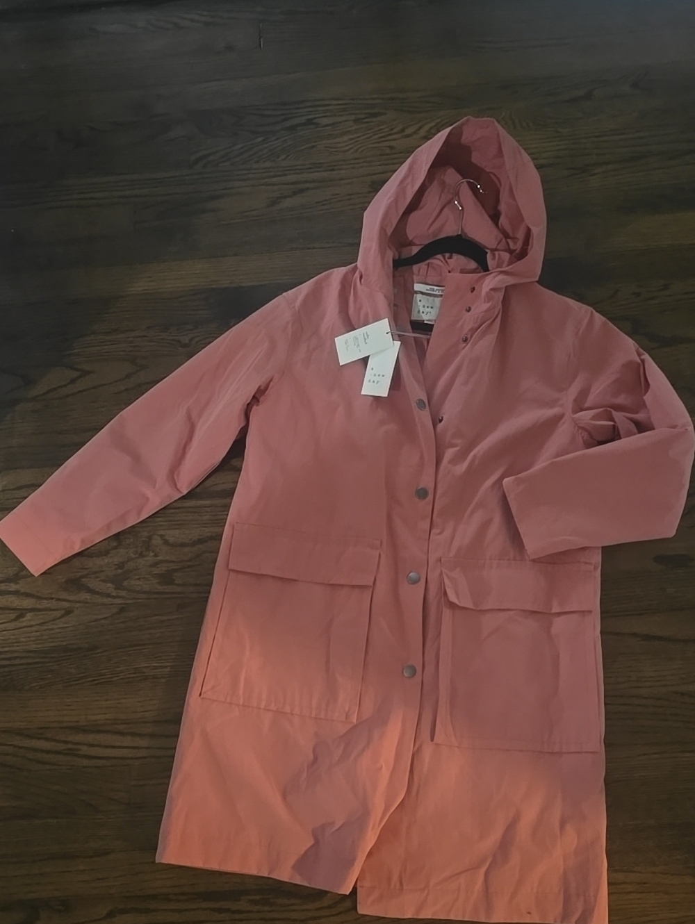 a new day Dusty Rose Hooded Trench Coat